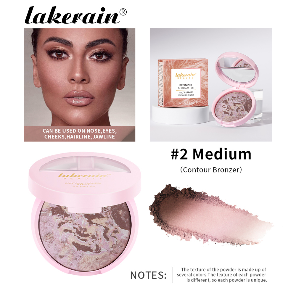 Baked Powder Foundation, Oil Control Setting Makeup, Pressed Powder Cake Bronzer Glow, Face Contouring, Shimmer Contour