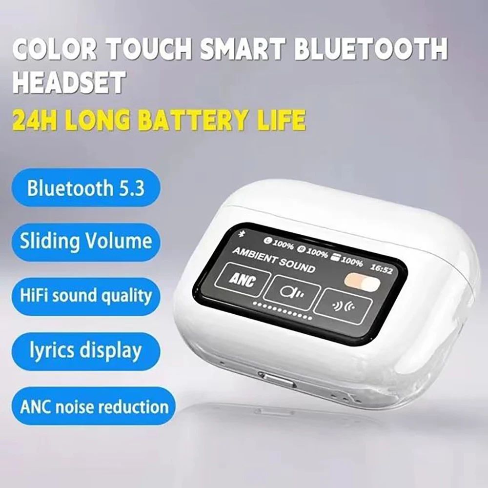Bluetooth Configuration Headset, Smart LCD Color Screen, Wireless Active Noise Reduction, Super Long Battery Life