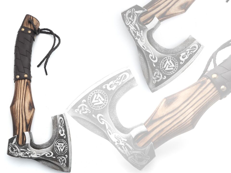 Custom Viking Bearded Axe | 20 Inch High Carbon Steel Camping & Wood Cutting Axe | Solid Wood Handle Axe