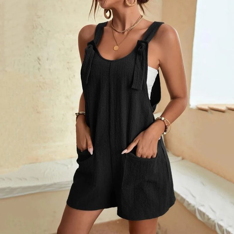 Women Summer Strappy Jumpsuit with Pockets Casual Loose Fit