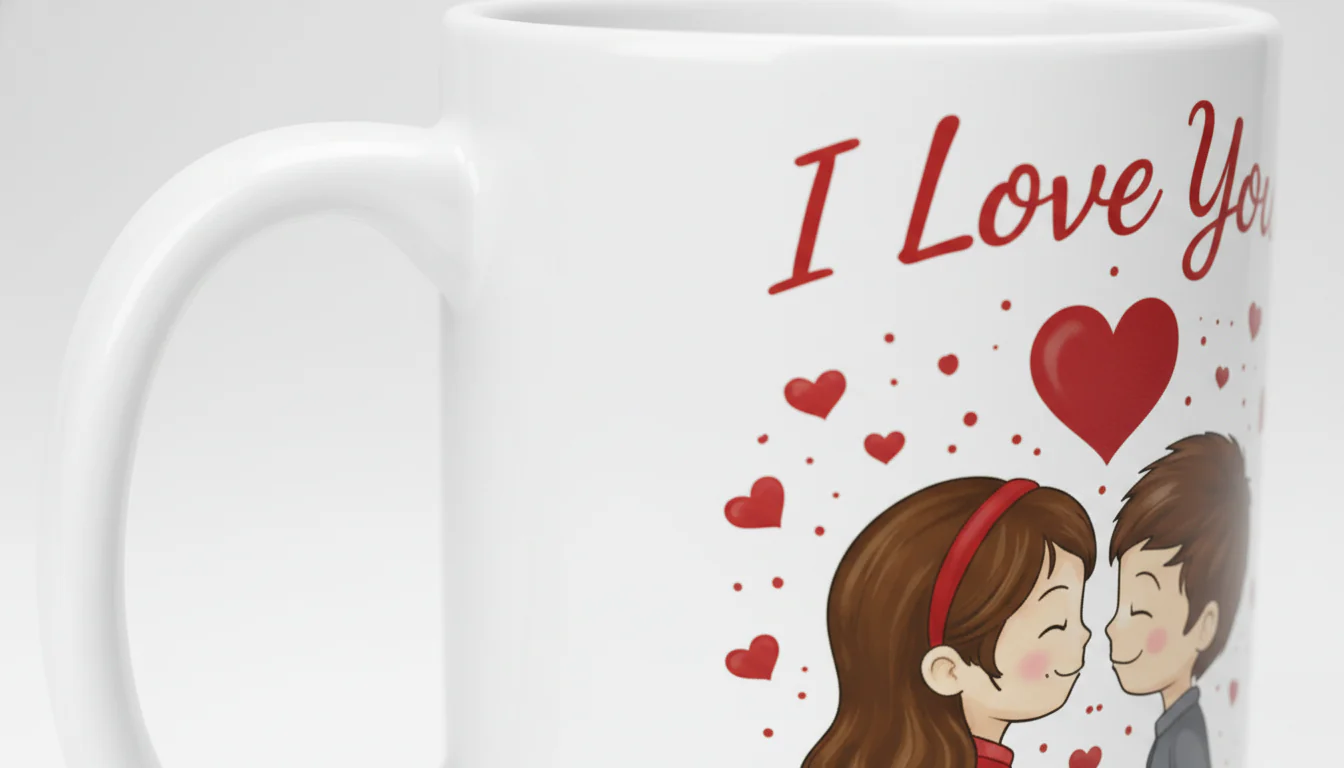 Romantic Ceramic Mug with “I Love You” Design