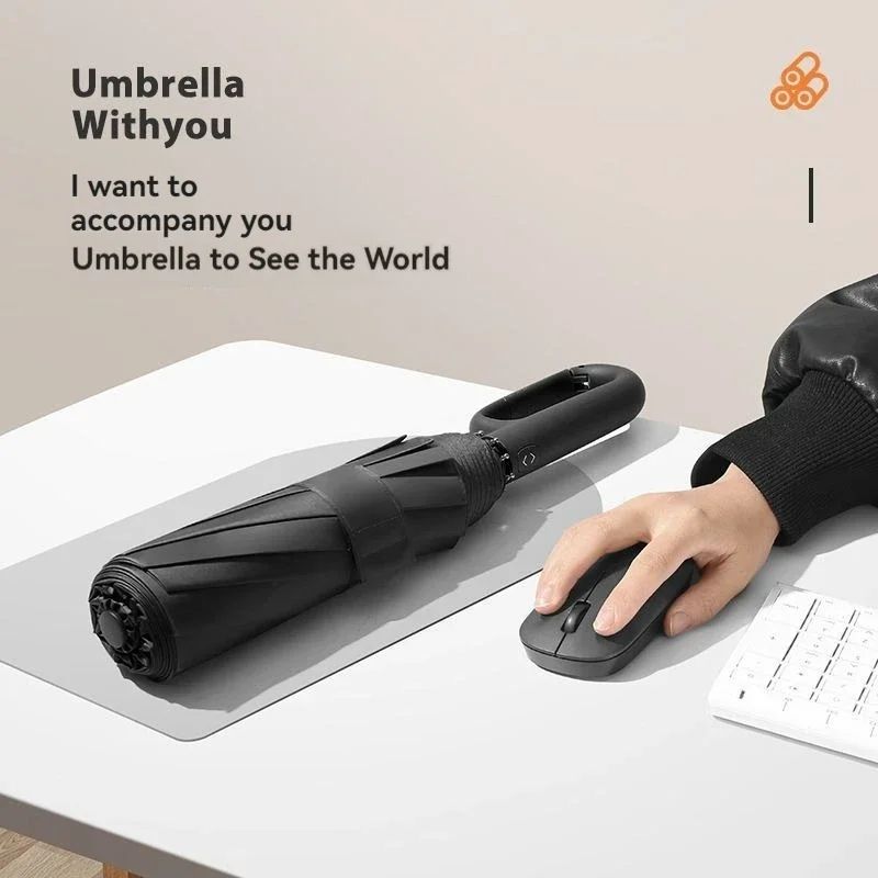 TINSOL Fully Automatic Ring Buckle Umbrella - Extra Large, Strong Windproof Sun & Rain Protection