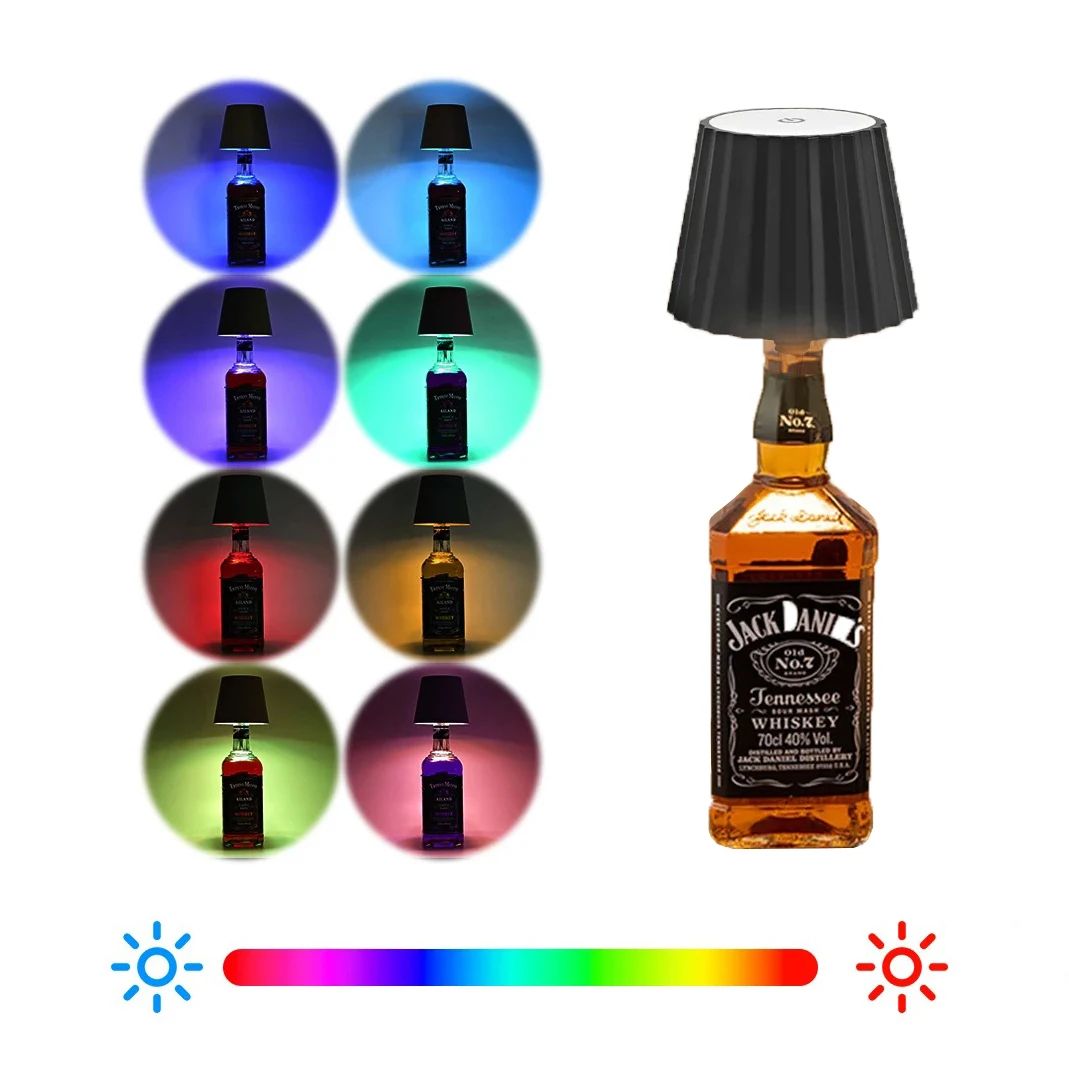 RGB Rechargeable LED Bottle Table Lamp – Touch Control Dimmable Wireless Wine Bottle Light