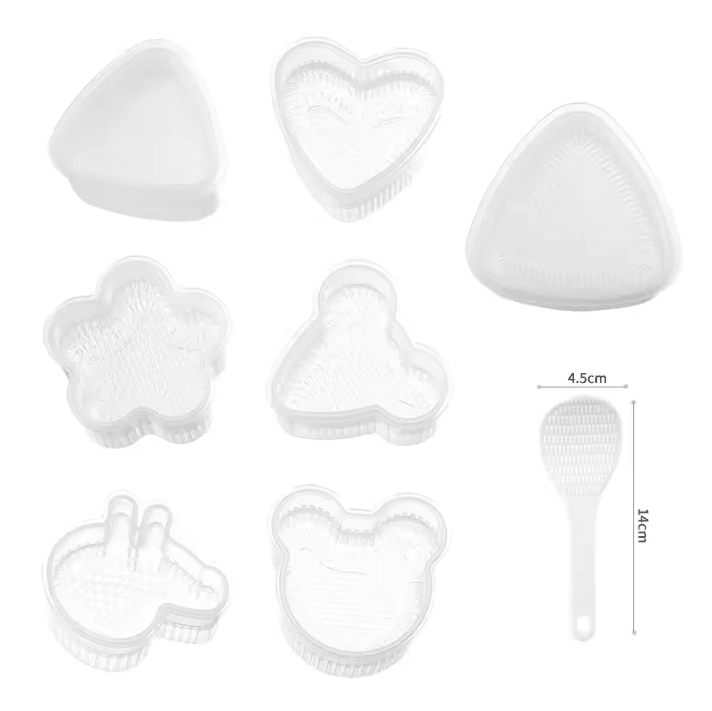 KawaiiRice Onigiri Mold Set Transparent Sushi Rice Mold Cartoon Kids Bento Rice Ball Maker