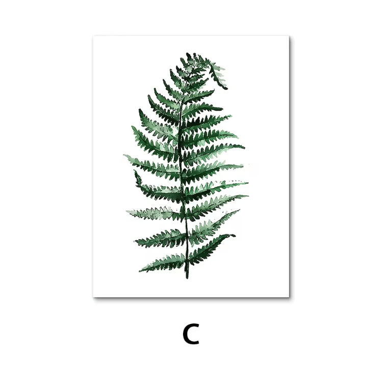 Nordic Green Botanical Canvas Wall Art – Monstera & Tropical Leaf Prints Decor