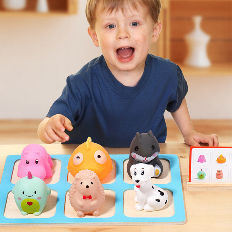 Educational Sensory Sets for Kids, Montessori Games Animal Matching, Spatial Cartoon Thinking, Interactive Math Toy for