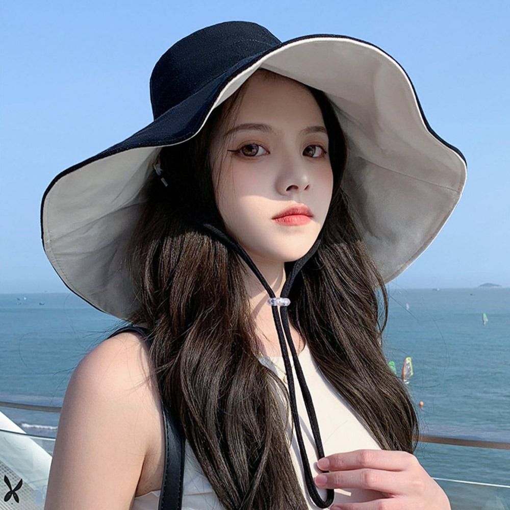 Reversible Wide Brim Bucket Hat UV Protection Foldable Summer Sun Hat
