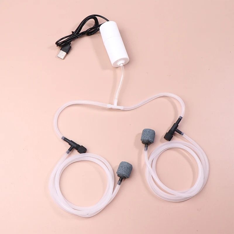 USB Aquarium Oxygen Air Pump Dual Outlet Silent Aerator