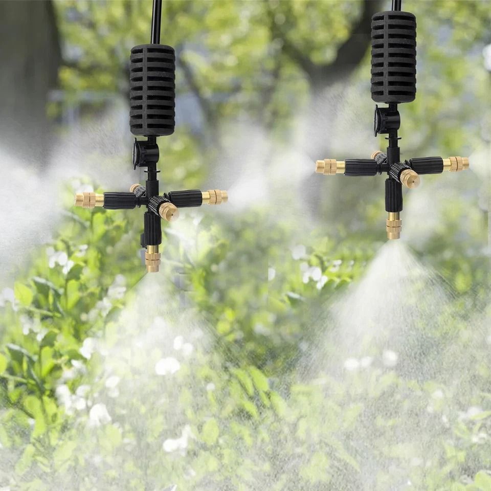 Outdoor Garden Water Misting Nozzles, 5-Way Cooling System for Patios, Greenhouses & Outdoor Spaces