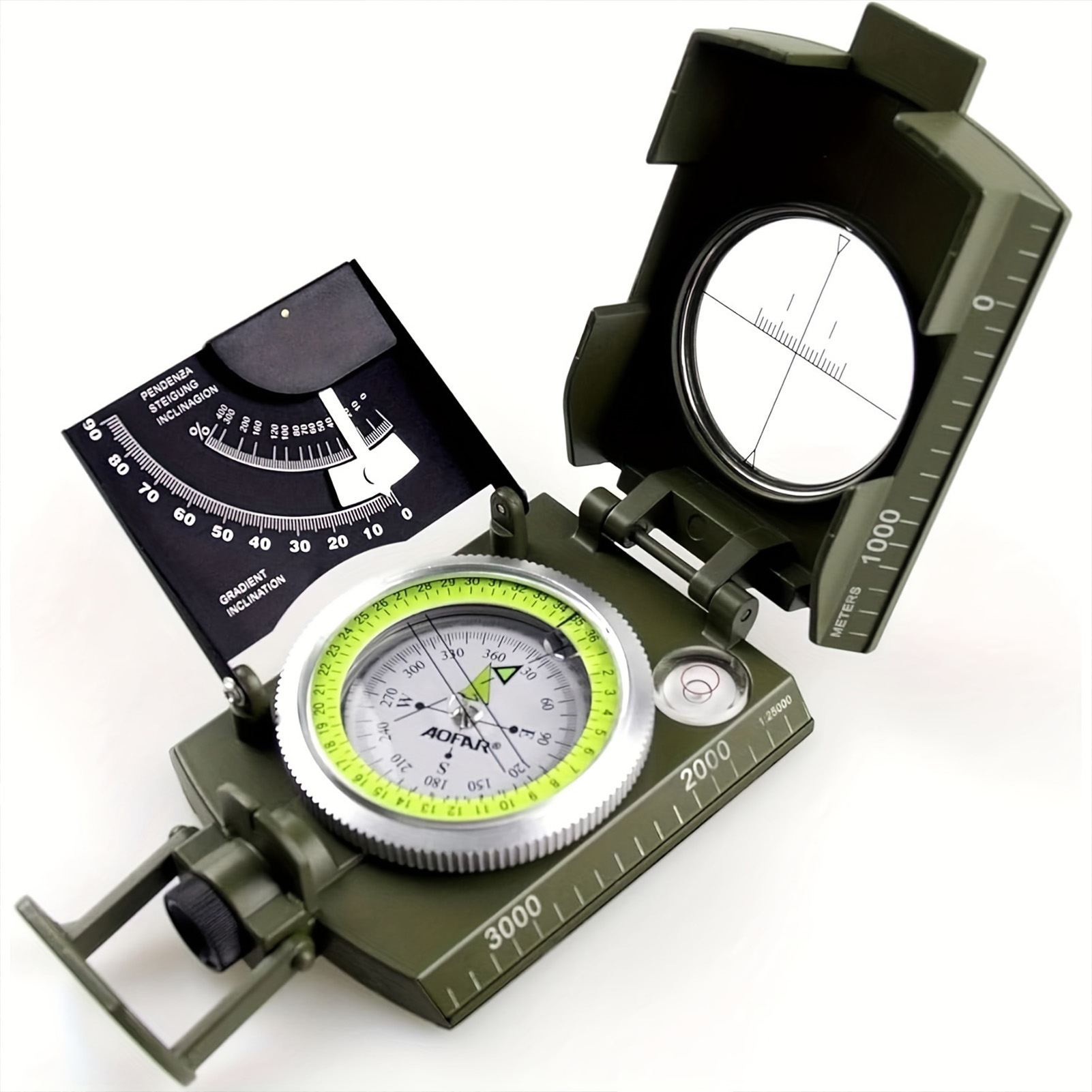 High Precision Lensatic Compass Portable Outdoor Navigation Tool with Luminous Dial