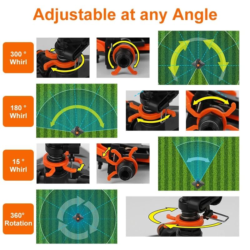 Upgraded 360 Degree Rotating Garden Water Sprinkler with Adjustable Angle and Large Coverage