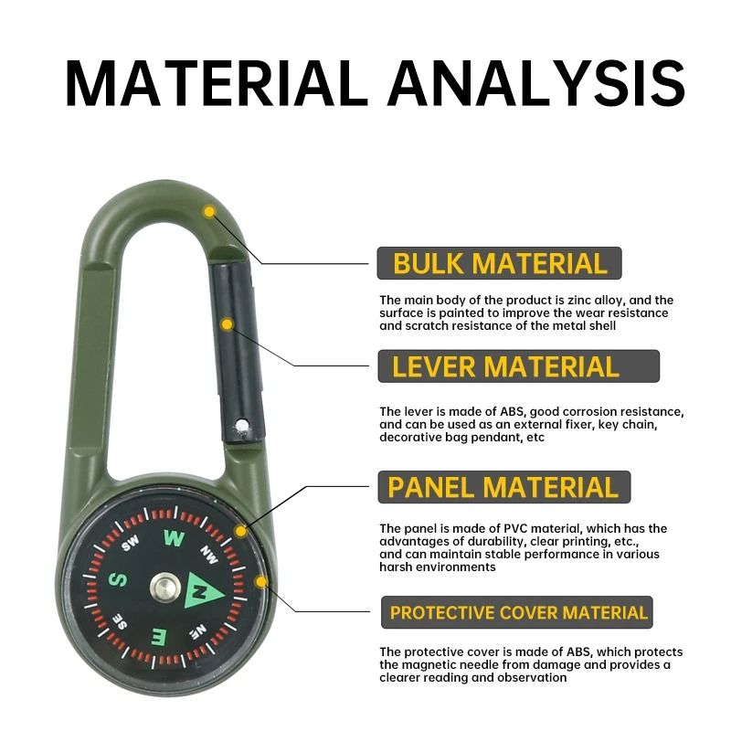 Outdoor Compass Keychain Double Sided Mini Backpack Accessory