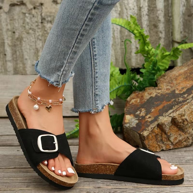 Women's Flat Sandals – Non-Slip Summer Flip Flops with Buckle Strap