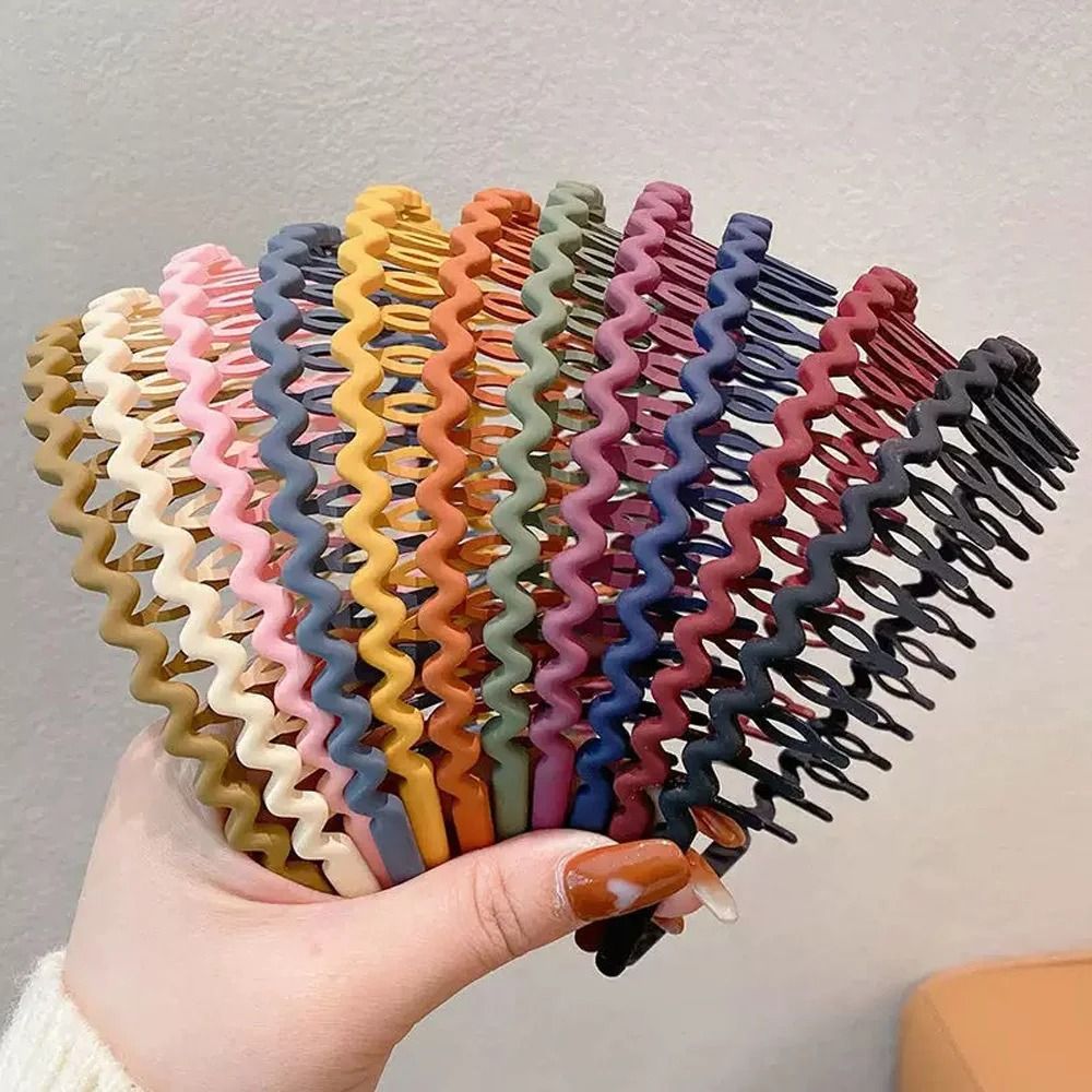 Fashion Wave Toothed Headband – Solid Color Non-Slip Hair Band for Sports & Face Wash