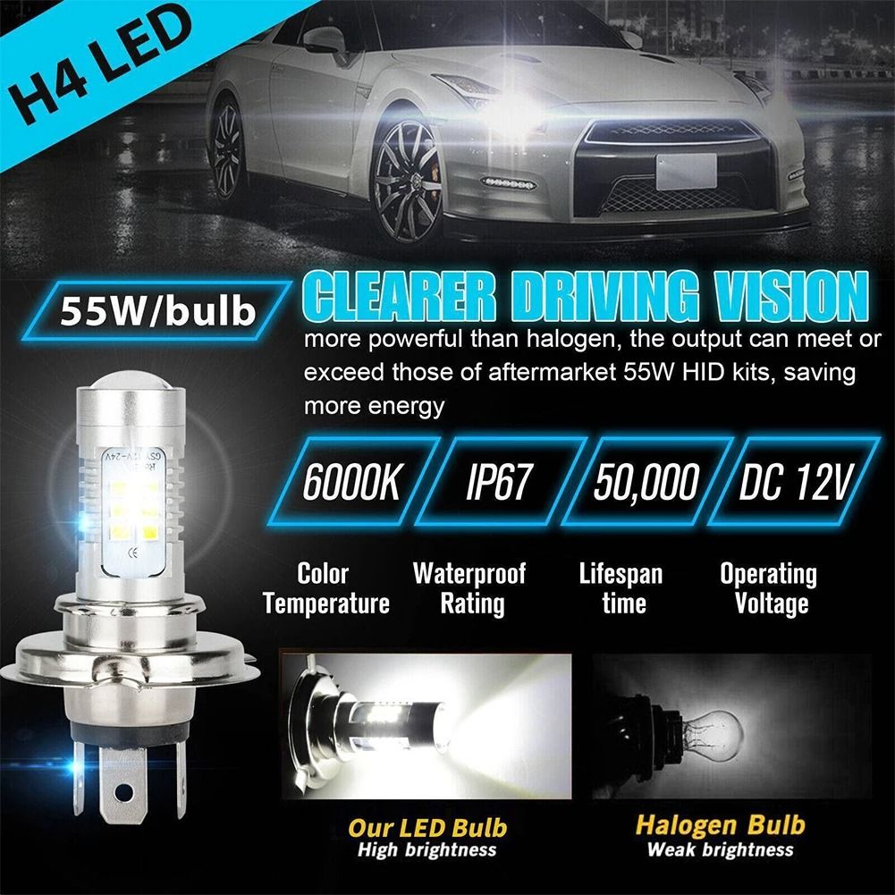 H4 9003 HB2 LED Headlight Conversion Kit Super Bright 12V White Driving Light