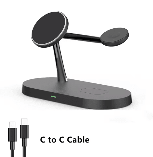 3-in-1 Magnetic Wireless Charging Station – Fast MagSafe Stand for iPhone, Apple Watch & AirPods