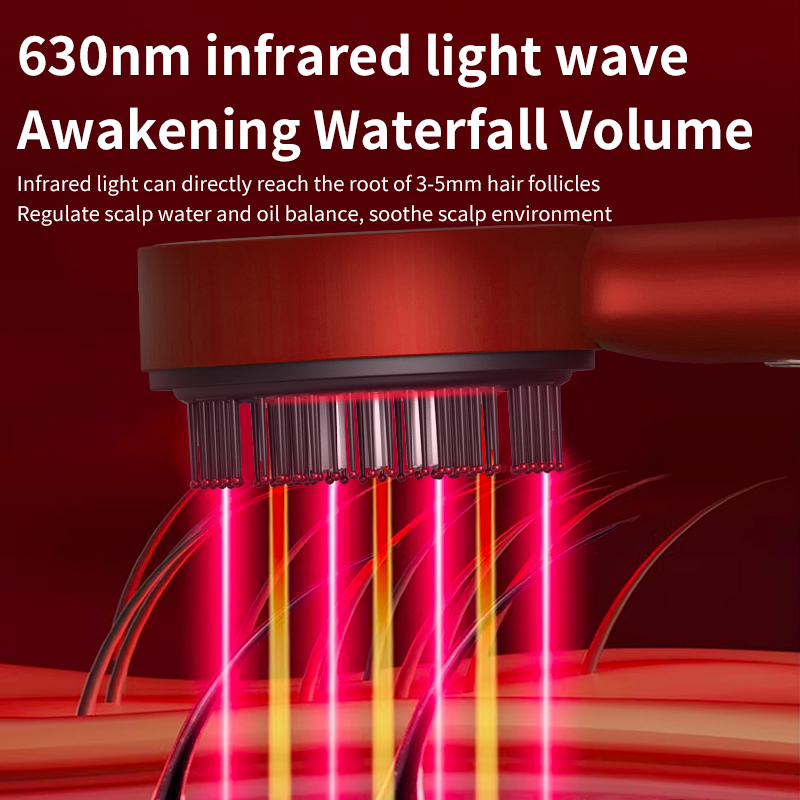 Electric Hair Regrowth Brush with Infrared Light, Scalp Massage & Anti-Hair Loss Scrubber