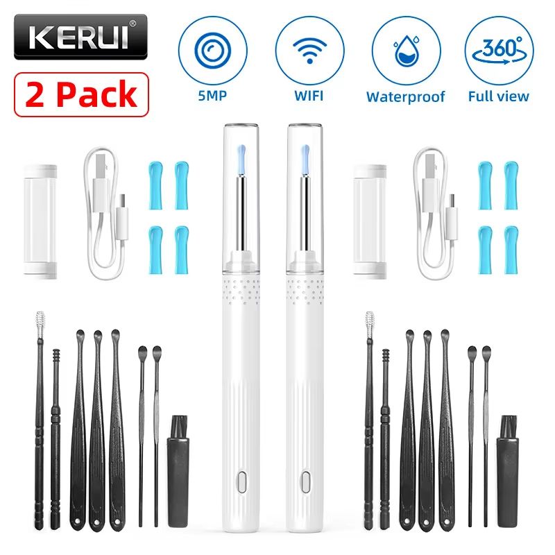 KERUI Smart Ear Wax Removal Kit with 5MP HD Camera and Light Endoscope Otoscope