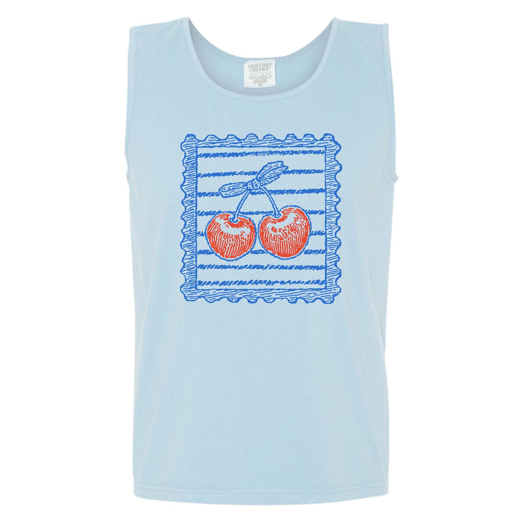 Preppy Cherry Stamp Tank Top Garment-Dyed Comfort Colors Unisex Top