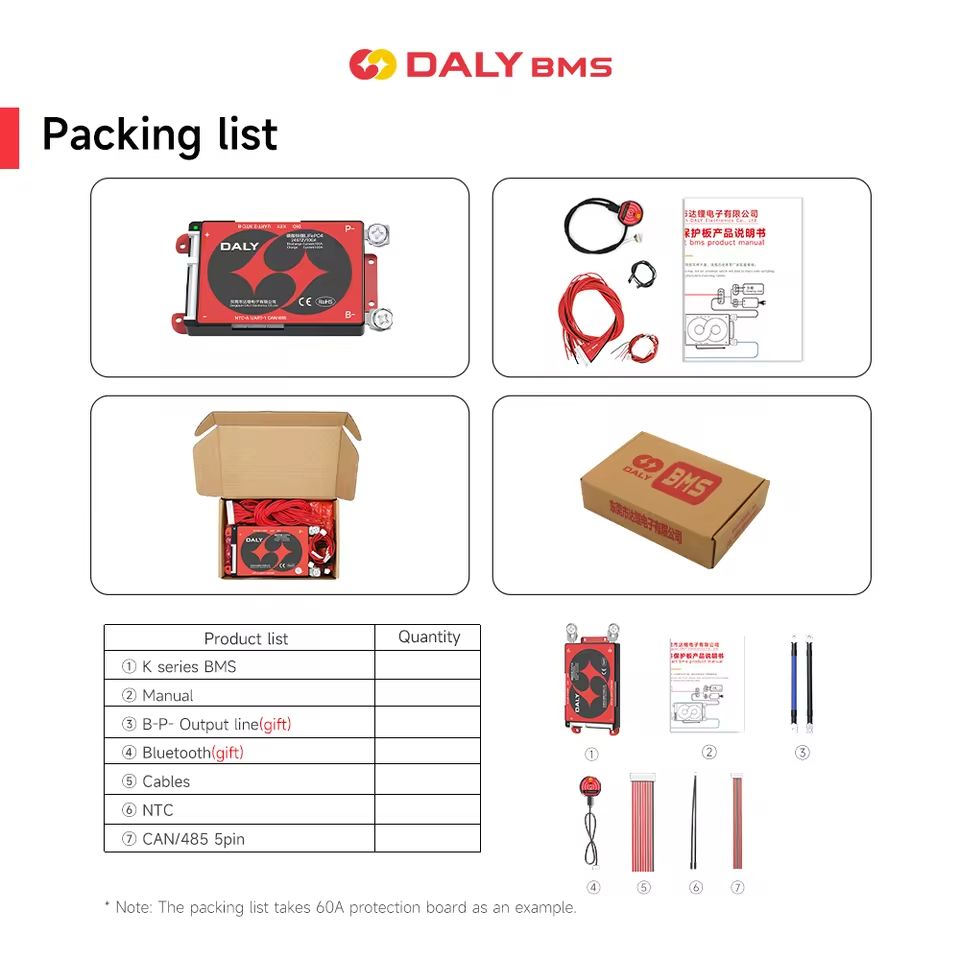 Daly Smart LiFePO4 BMS 4 to 16S 100A with Bluetooth UART and CANBUS