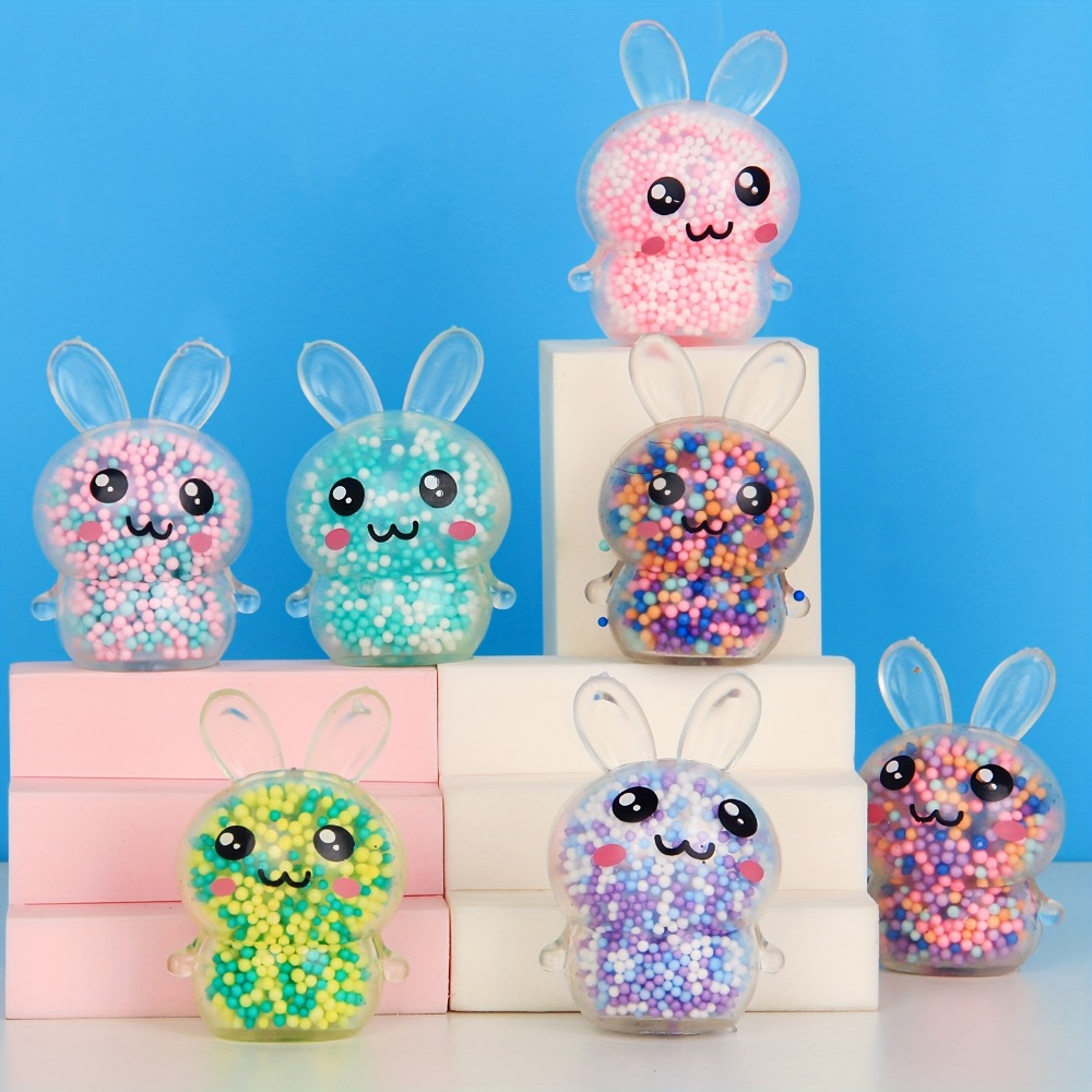 Squishy Bunny Stress Balls with Light, , Stress Relief Toy for Kids, Colorful Rabbit Fidget Toy for Easter Basket