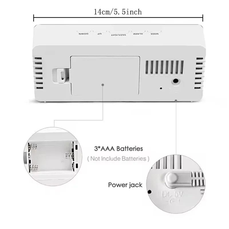 White LED Mirror Digital Alarm Clock