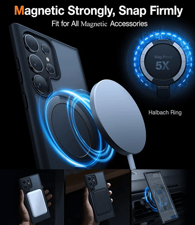 Magnetic Ring Kickstand Phone Case for Samsung Galaxy Translucent Protective Cover