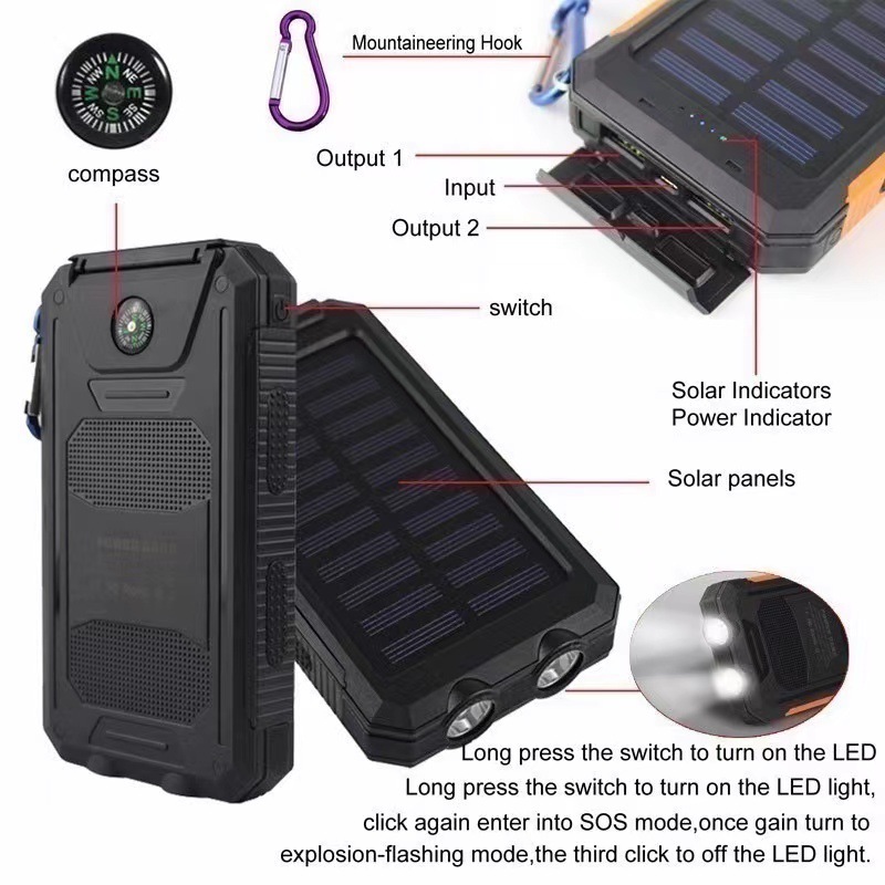 Ultra High Capacity Solar Power Bank with Fast Charging & Waterproof Design