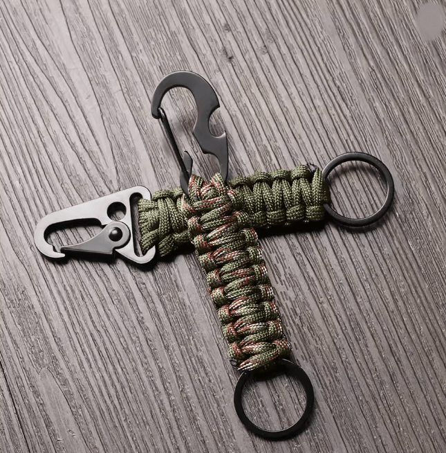 Outdoor Keychain Ring Camping Carabiner Military Paracord Cord Rope Camping Survival Kit Emergency Knot Bottle Opener To