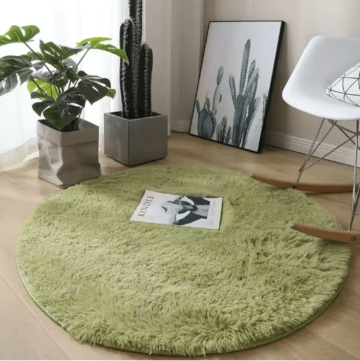 Fluffy White Round Rug Soft Plush Carpet for Kids Bedroom & Cozy Living Spaces