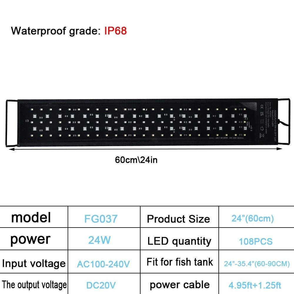 Full Spectrum Aquarium LED Light with Sunrise Sunset Cycle Waterproof Plant Growth Lamp