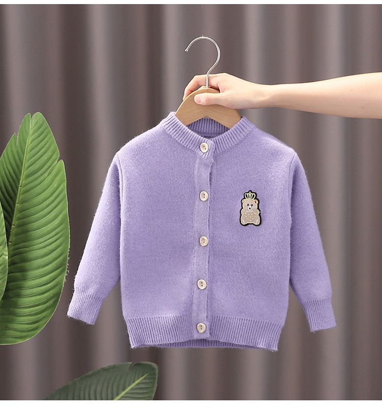 Baby Girl Autumn Knitted Coat, Infant Cotton Sweater Cardigan, Soft Kid Open Stitch Round Collar Coat 1-5 Years