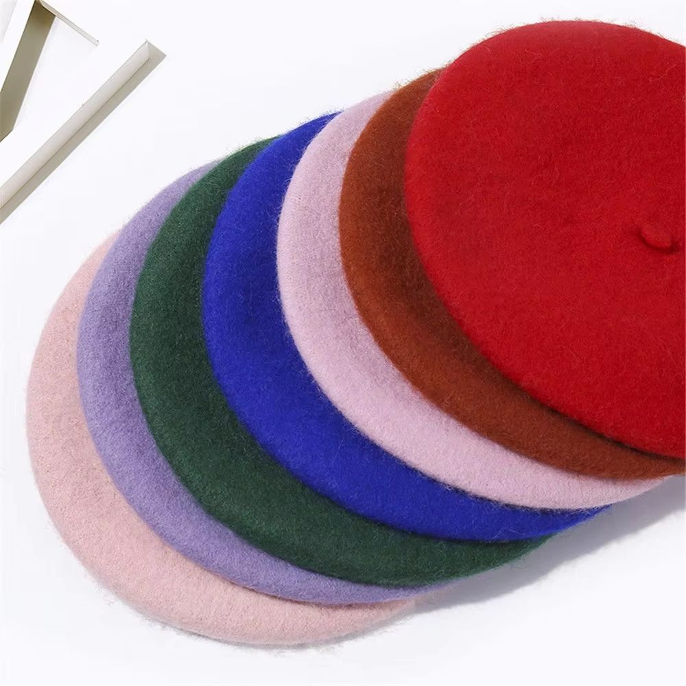 Women and Girls wool beret hat Baggy Beanie Flat Cap Style, Soft Felt Look for Autumn and Winter Outfits
