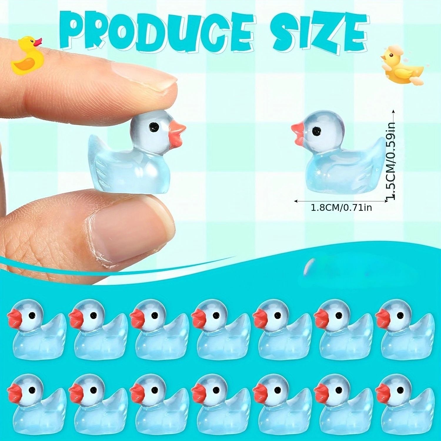 Glow in the Dark Mini Resin Duck Figurines Set Luminous Garden Decor