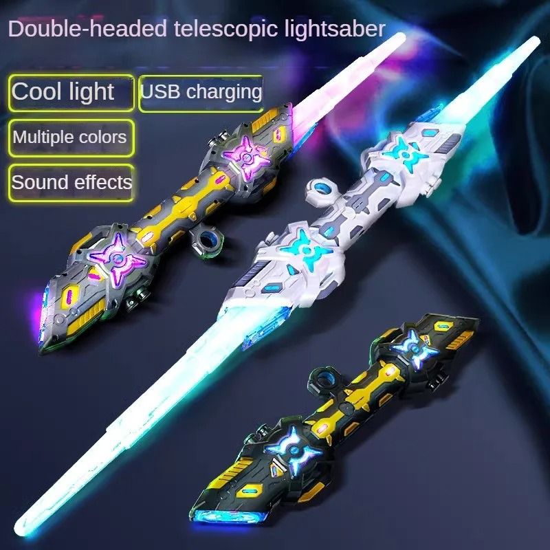 Double-Headed Retractable RGB Lightsaber – 7-Color Sound-Effect Battle Sword
