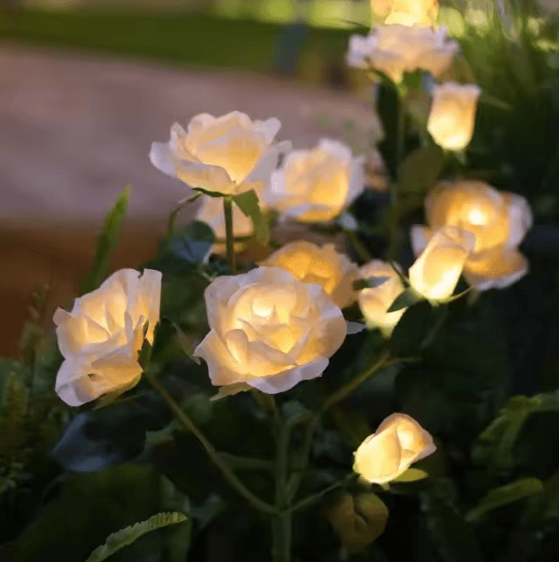 Solar Rose Garden Lights – 5-Head LED Flower Landscape Pathway Decor Solar Pathway Lights LED Flower Garden Lights