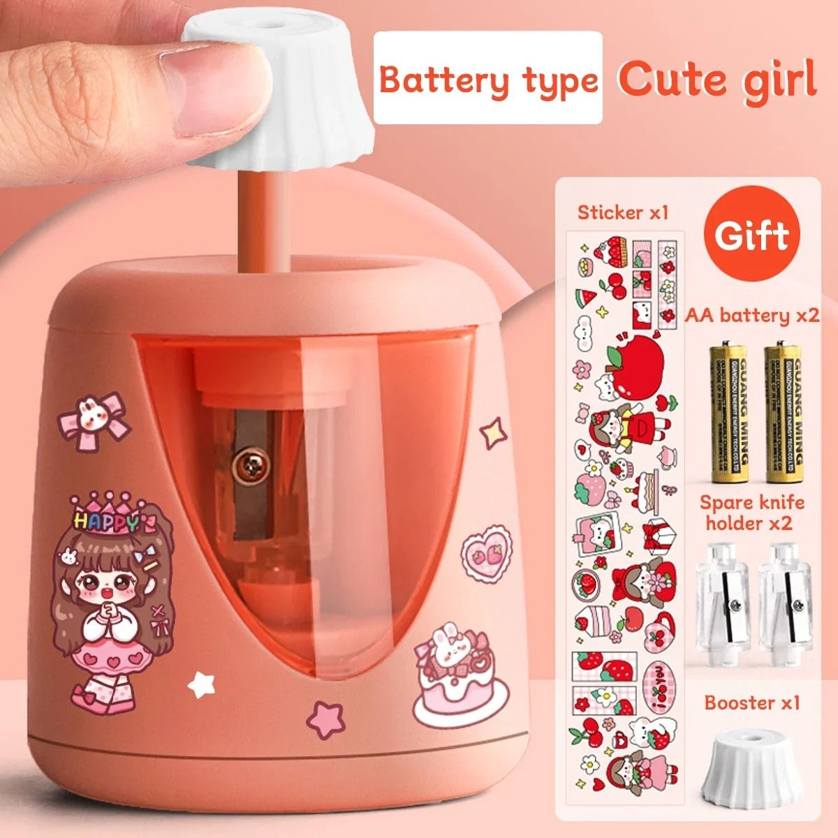Electric Automatic Pencil Sharpener Cartoon Space Design Kids School and Office Stationery