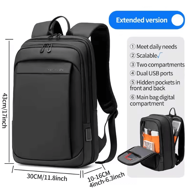 Fenruien Multifunction Waterproof Backpack – USB Charging School & Business Bag Fit 15.6-Inch Laptop