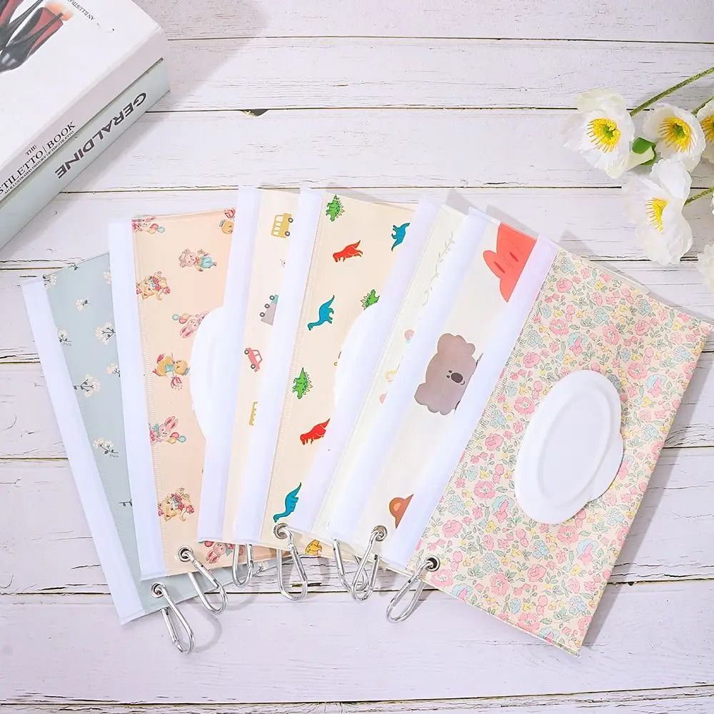 Portable Wet Wipe Pouch Refillable Wipes Holder Case With Flip Cover And Snap Strap