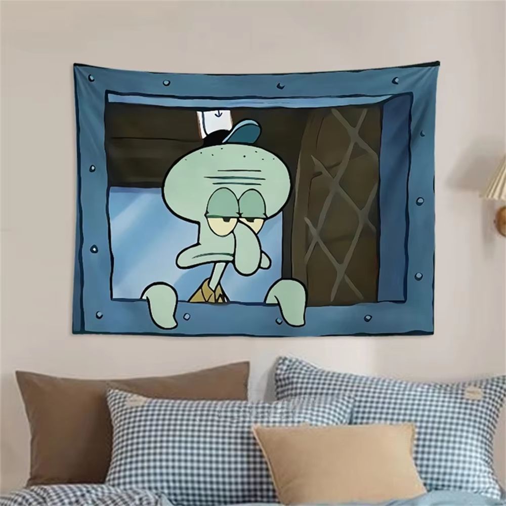 Potdemiel SpongeBob Octopus Brother Cartoon Hanging Tapestry for Bedroom Decor
