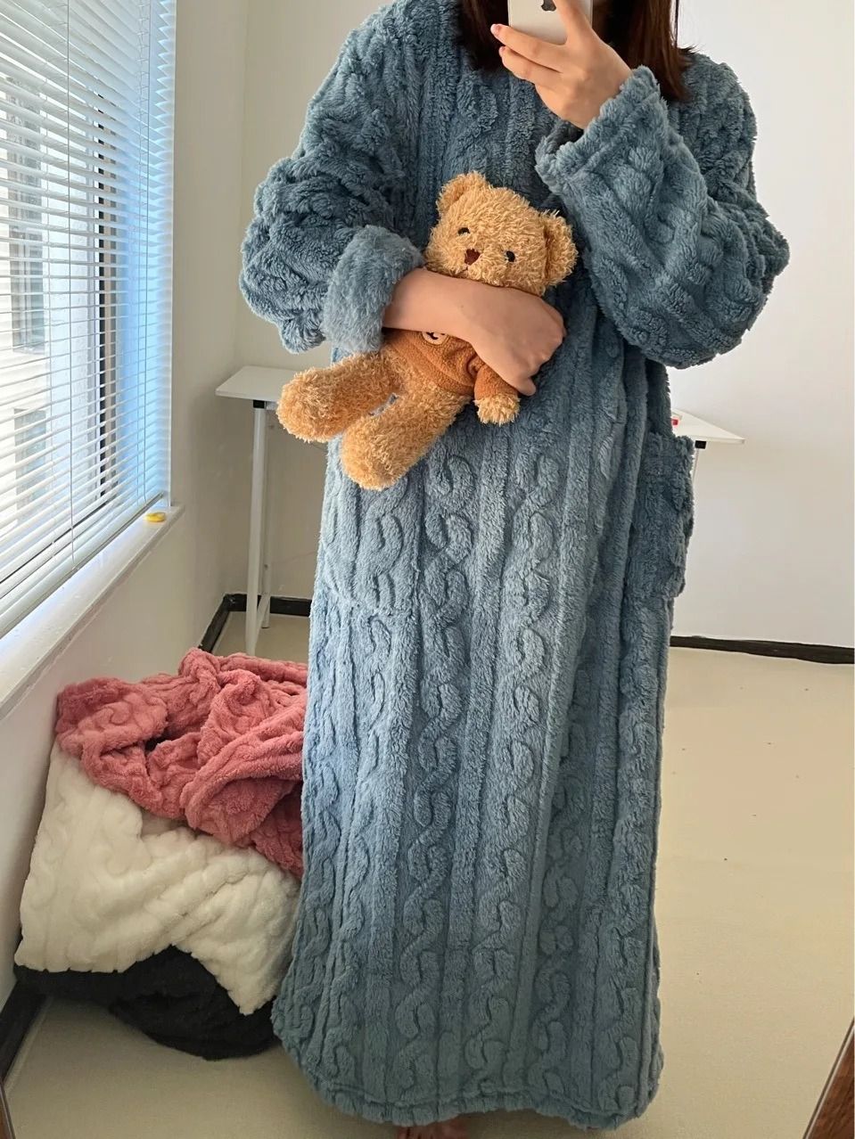 Women's Flannel Winter Pajamas Warm Plush Striped One Piece Sleepwear