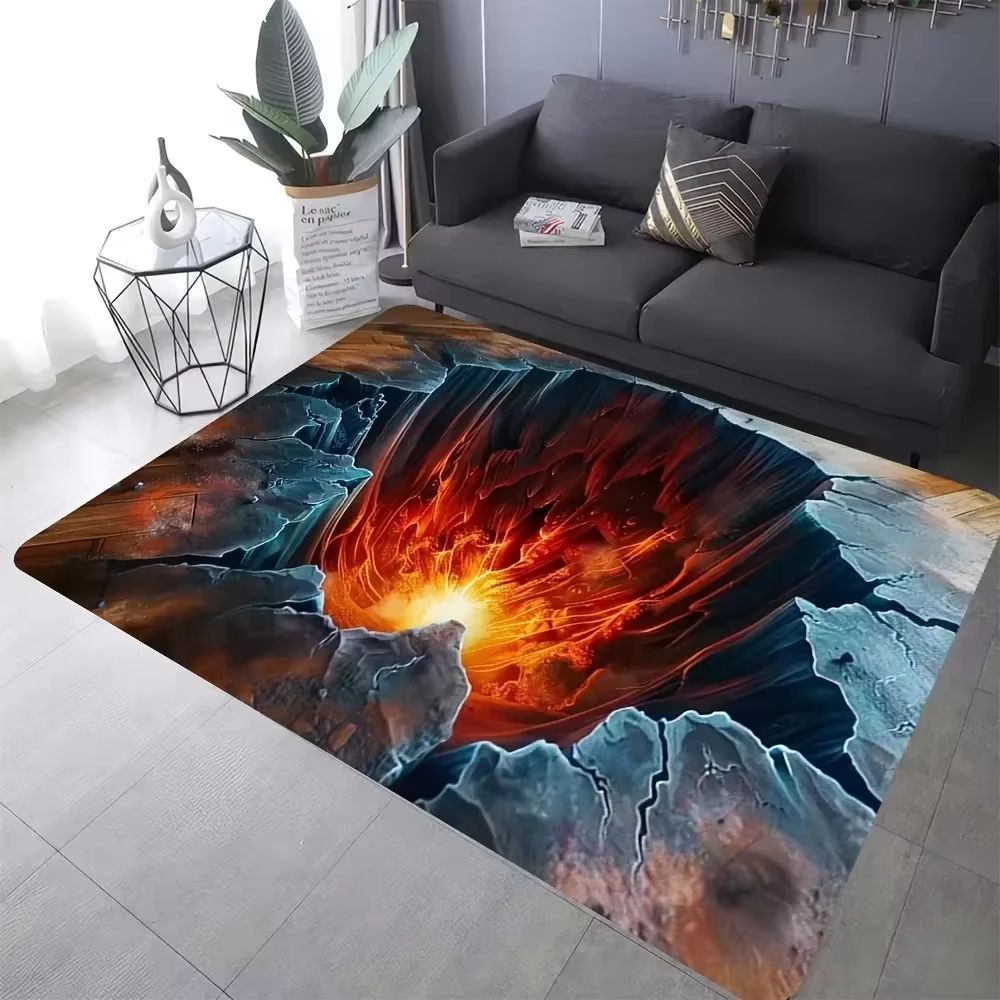 3D Desert Crack Illusion Rug with Non Slip Backing and Washable Design