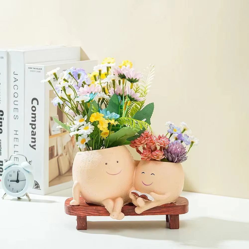 Smiley Rocking Chair Succulent Planter Pot for Indoor Outdoor Garden Decor