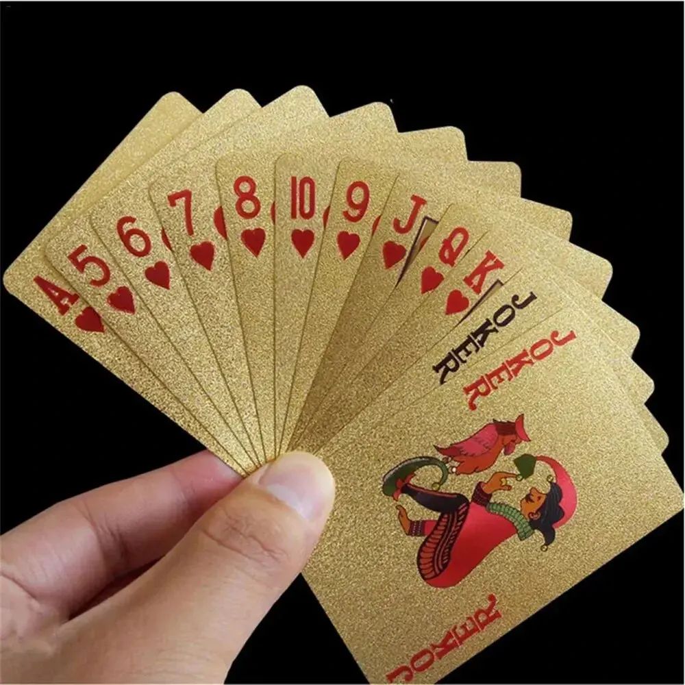 55pcs RoyalLux 24K Gold Foil Playing Cards – Waterproof Plastic Poker Deck