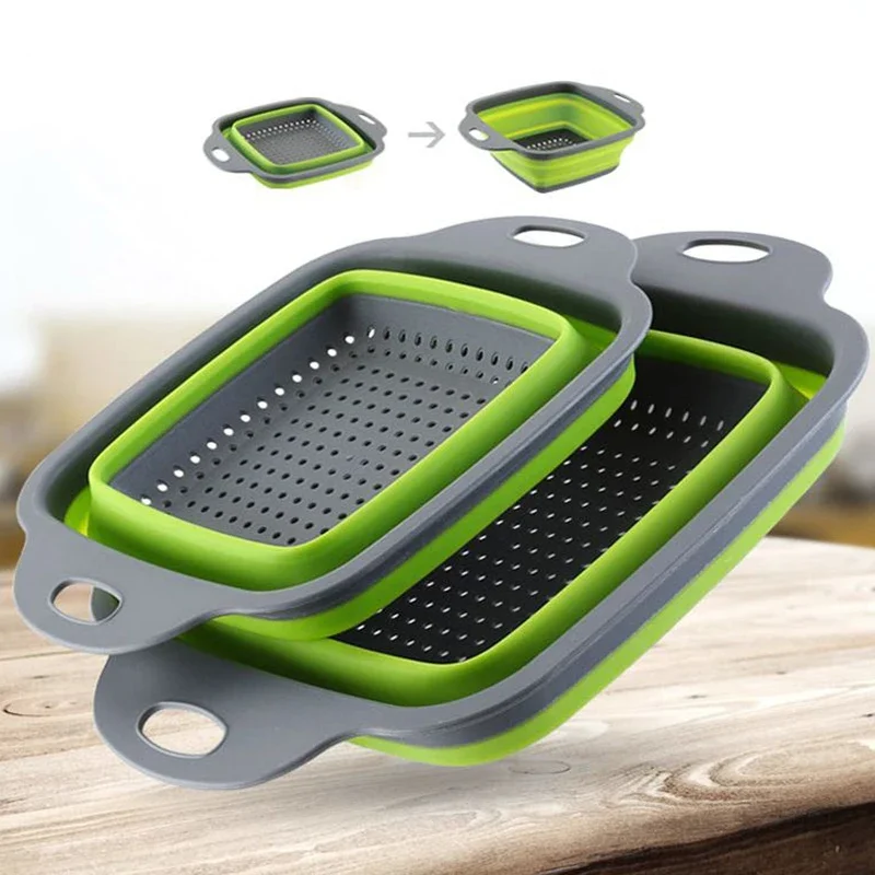 Foldable Vegetable Washing Basket, Portable Colander and Fruit Filter, Collapsible Drainer Kitchen Gadget