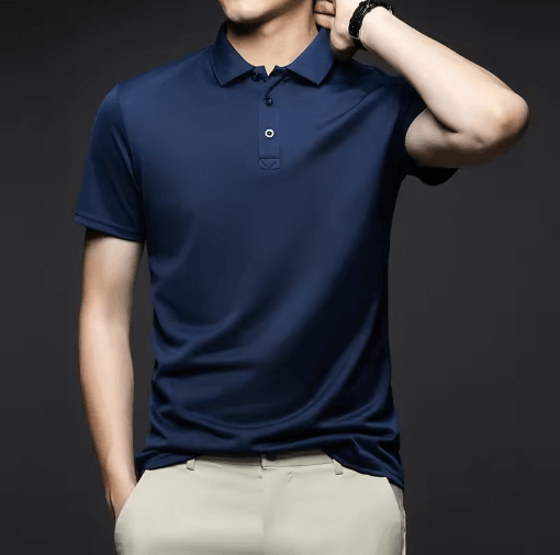 Mens Polo Shirt Breathable Solid Color Casual Summer Top