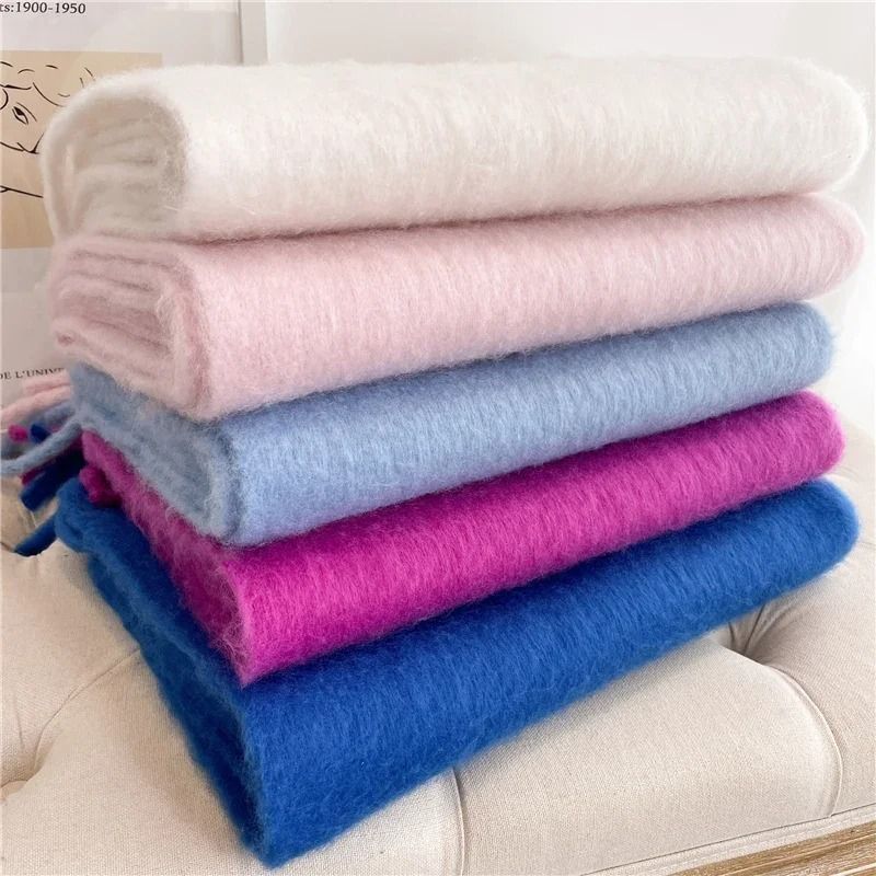Luxury Winter Cashmere-Feel Scarf – Extra Long Solid Pashmina Wrap & Thick Tassel Shawl