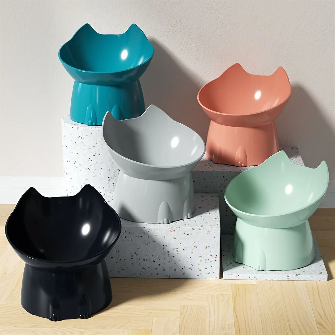Elevated Cat Bowl Tilted Cat Feeding Bowl Anti Tip Raised Pet Food Dish