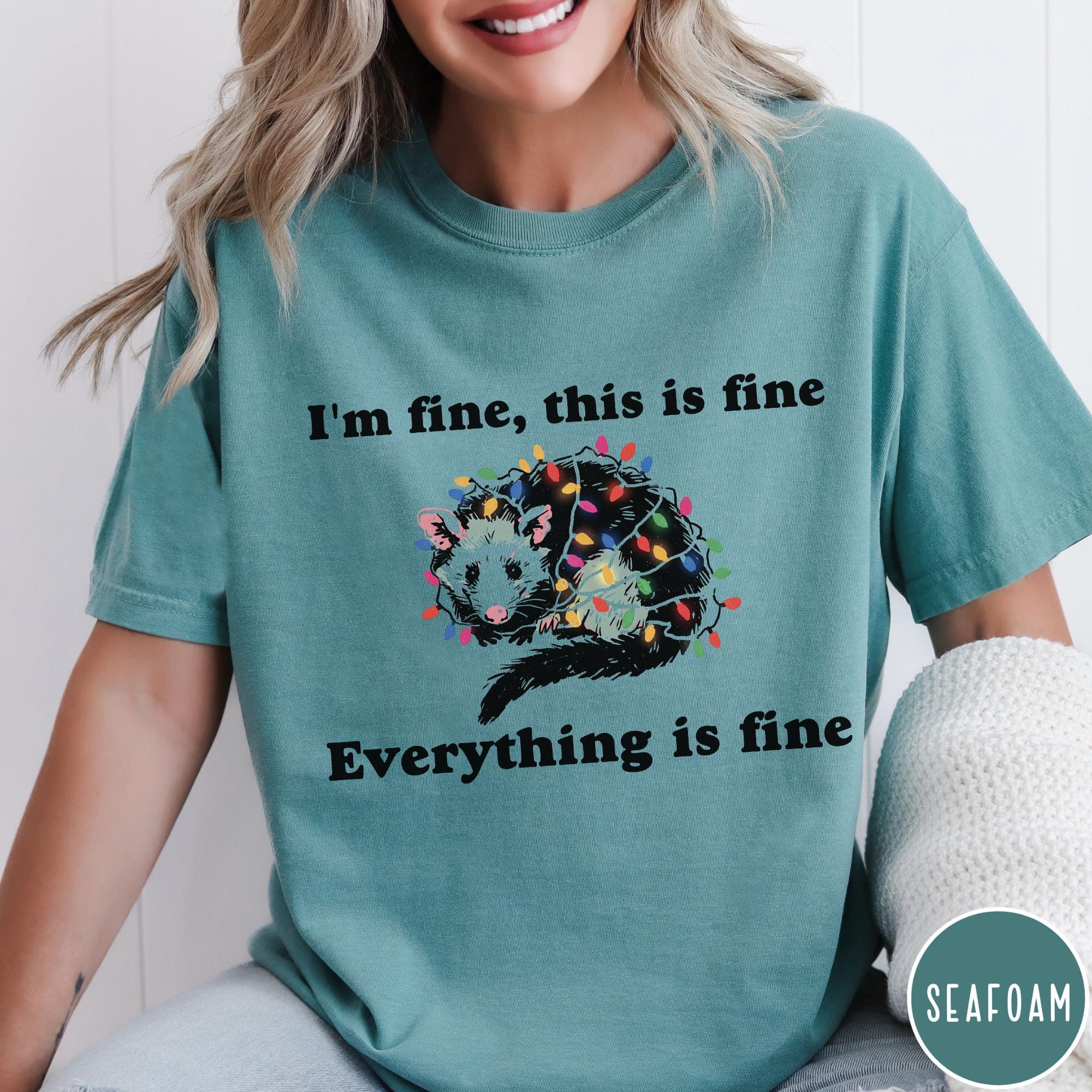 Everything is Fine Christmas Comfort Colors T-Shirt, I'm Fine This is Fine, Funny Christmas Shirt, Holiday Tshirt