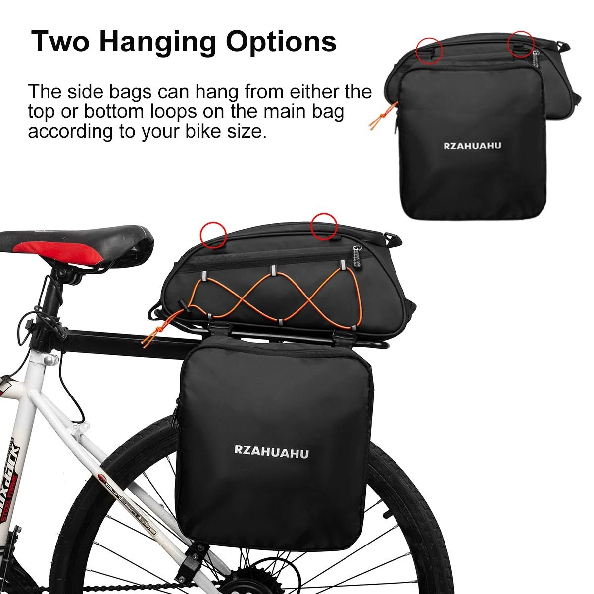 3 in 1 Waterproof Bike Rack Trunk Bag Rear Seat Cooler Bag With Side Hanging Bags